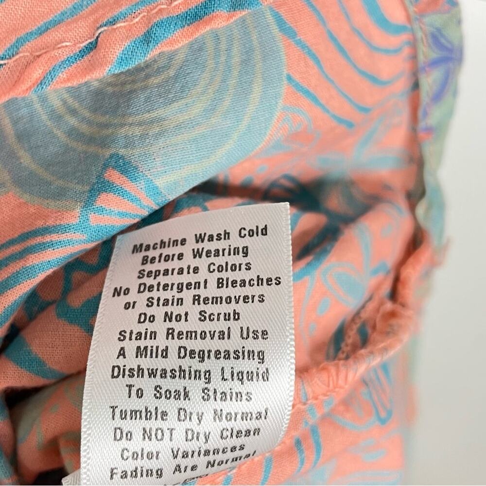 Fresh Produce Size M Pink & Blue Seashell Sanddollar Popover Lightweight Shirt - Picture 6 of 8